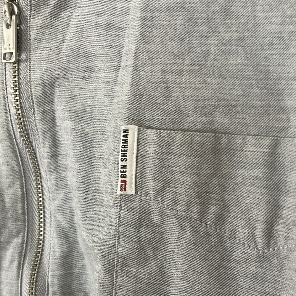 Ben Sherman Gray Zip Front Shirt, L - Picture 2 of 8